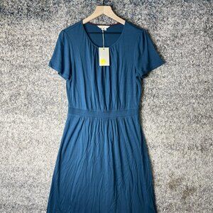 Boden Dress Womens US 8 Blue Jersey Short Sleeve Elastic Waist Lined Bodice